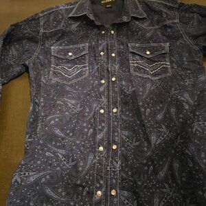 XL Blue Paisley Design Pelham Western Shirt